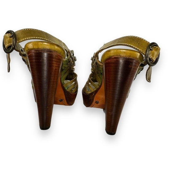 Frye Olive Green Strappy Heels - Picture 3 of 6